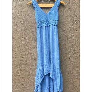 Blue Macramé High-low Dress